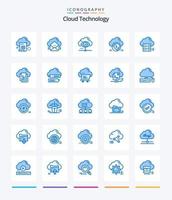 technologie cloud créative 25 pack d'icônes bleues telles que protéger. sûr. Les données. partager. vue vecteur