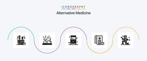 ligne de médecine alternative remplie de 5 icônes plates, y compris la médecine. l'histoire. le bien-être. santé. médical vecteur