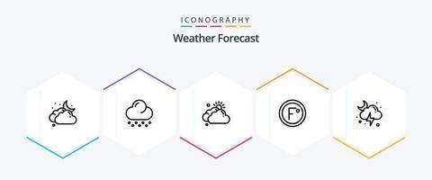 pack d'icônes météo 25 lignes, y compris la foudre. la météo. nuageux. Température. degré vecteur