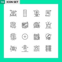 symboles d'icônes universelles groupe de 16 contours modernes d'éléments de conception vectoriels modifiables de construction de maisons d'affaires de construction de café vecteur