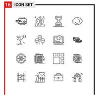 groupe de 16 contours signes et symboles pour la vision face à la structure de l'adn de l'oeil de sorcière éléments de conception vectoriels modifiables vecteur