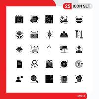 ensemble moderne de 25 glyphes et symboles solides tels que l'analyse de mots clés gps alimentaire indien analyse comparative éléments de conception vectoriels modifiables vecteur