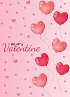 cartes de voeux saint valentin avec illustration vectorielle de ballons en forme de coeur. symboles d'amour pour cadeaux, cartes, affiches vecteur