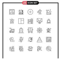 25 icônes créatives signes et symboles modernes de connexion internet cercle homme temps éléments de conception vectoriels modifiables vecteur