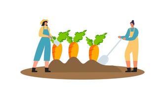 petit agriculteur et vente de légumes frais de la ferme au concept d'illustration de l'acheteur vecteur