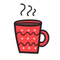 tasse rouge de thé chaud doodle vecteur