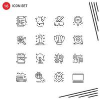 16 signes de contour universels symboles de croissance idée test éducation éléments de conception vectoriels modifiables sous l'eau vecteur