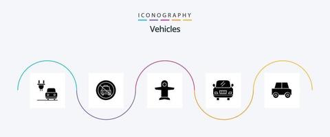 véhicules glyphe 5 pack d'icônes comprenant des véhicules. auto. avion. voiture. auto vecteur