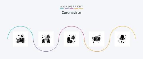 pack d'icônes de glyphe de coronavirus 5, y compris la sécurité. masquer. pneumonie. lu. médical vecteur