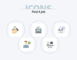 trouver un emploi pack d'icônes plat 5 conception d'icônes. Date. bien. travail. cocher. e-mail vecteur