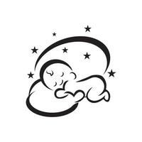 joli logo d'icône de bébé endormi, création vectorielle vecteur