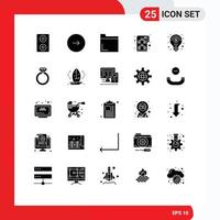 25 pack de glyphes solides d'interface utilisateur de signes et symboles modernes d'idée de diamant fitness multimédia démarrage éléments de conception vectoriels modifiables vecteur