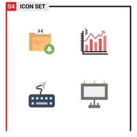 4 pack d'icônes plates d'interface utilisateur de signes et symboles modernes de document attachez des éléments de conception vectoriels modifiables de type d'entreprise de dossier sécurisé vecteur