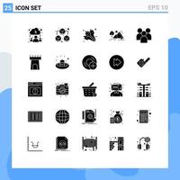 interface mobile ensemble de glyphes solides de 25 pictogrammes d'éléments de conception vectoriels modifiables de la nature du soleil en bonne santé des employés de la direction vecteur