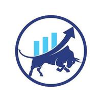 taureau avec création de logo de barre graphique. création de logo vectoriel de finances.