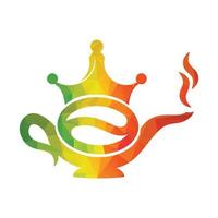 modèle d'icône de conception de logo de bouilloire de roi de café. vecteur de conception de pot de café couronne.