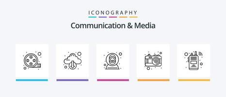 pack d'icônes de la ligne 5 de communication et de médias, y compris le chat en ligne. un événement. ordinateur. Date. en ligne. conception d'icônes créatives vecteur