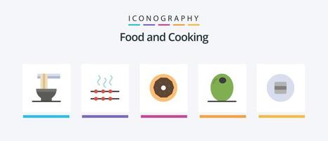 pack d'icônes plat 5 de nourriture, y compris la nourriture. diète. Donut. légume. aliments. conception d'icônes créatives vecteur
