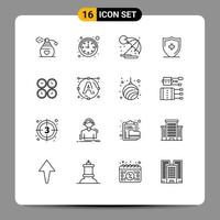 ensemble de 16 symboles d'icônes d'interface utilisateur modernes signes pour les horloges de bureau tableau d'horloge de parapluie d'affaires éléments de conception vectoriels modifiables vecteur