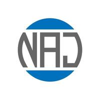 création de logo de lettre naj sur fond blanc. concept de logo de cercle d'initiales créatives naj. conception de lettre naj. vecteur
