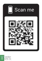 code qr pour smartphone. inscription scannez-moi avec l'icône du smartphone. code qr pour le paiement. notion de technologie. style plat simple. illustration de conception de vecteur isolée sur fond blanc. ep 10.