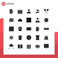 25 concept de glyphe solide pour les sites Web mobiles et applications inde couleur web main lumière éléments de conception vectoriels modifiables vecteur