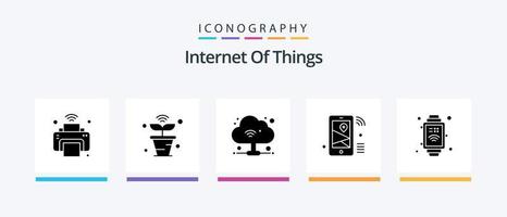 pack d'icônes glyphe 5 de l'internet des objets, y compris le wifi. lieu. des choses. iot. Wifi. conception d'icônes créatives vecteur