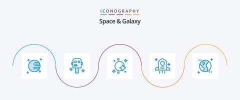 espace et pack d'icônes bleu galaxie 5 comprenant. la terre. Satellite. astronomie. fusée vecteur