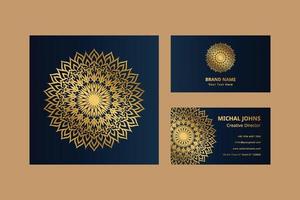 cartes de visite or avec fleur mandala oriental gratuit vecteur