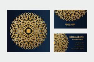 cartes de visite or avec fleur mandala oriental gratuit vecteur