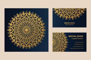 cartes de visite or avec fleur mandala oriental gratuit vecteur