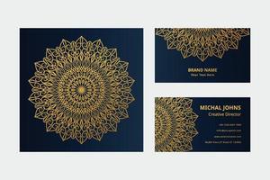 cartes de visite or avec fleur mandala oriental gratuit vecteur