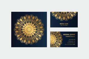 cartes de visite or avec fleur oriental mandala pro vecteur