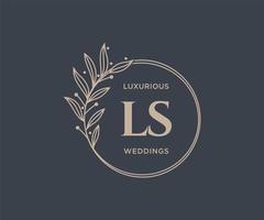 ls initiales lettre modèle de logos de monogramme de mariage, modèles minimalistes et floraux modernes dessinés à la main pour cartes d'invitation, réservez la date, identité élégante. vecteur