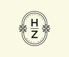 hz initiales lettre modèle de logos de monogramme de mariage, modèles minimalistes et floraux modernes dessinés à la main pour cartes d'invitation, réservez la date, identité élégante. vecteur