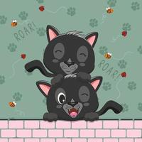 illustration de dessin animé mignon joli couple chats vecteur