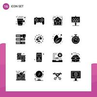 interface mobile glyphe solide ensemble de 16 pictogrammes d'éléments de conception vectoriels modifiables du tableau de pâques du domaine sécurisé des données vecteur