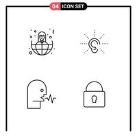concept de 4 lignes pour les sites Web mobiles et les applications monde audio professionnel entendre les éléments de conception vectoriels modifiables par la personne vecteur