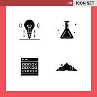 4 glyphes solides vectoriels thématiques et symboles modifiables d'éléments de conception vectoriels modifiables d'événements de laboratoire de solutions de calendrier d'idées vecteur