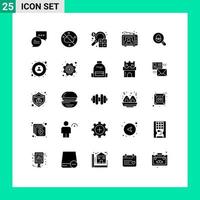 25 concept de glyphe solide pour les sites Web mobiles et les applications recherche de pâques utilisateur professionnel télévision éléments de conception vectoriels modifiables vecteur