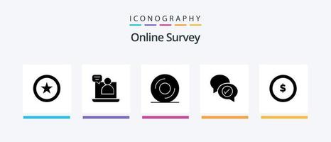 pack d'icônes de glyphe d'enquête en ligne 5, y compris le chat. Entreprise . Rencontre. discuter . disque. conception d'icônes créatives vecteur