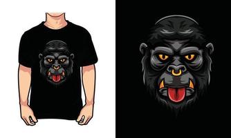 illustration de conception de visage de gorille hipster vecteur