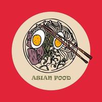 bannière de nourriture panasiatique de vecteur. illustration de cuisine asiatique dessinée à la main. vecteur