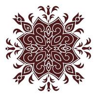 élément de mandala de dessin à la main, silhouette en couleur marsala. style majolique italienne vecteur