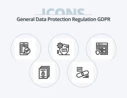 pack d'icônes de ligne gdpr 5 conception d'icônes. protection. pibr. processeur. réseau. global vecteur