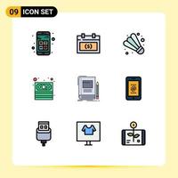 ensemble de 9 symboles d'icônes d'interface utilisateur modernes signes pour le paiement d'entreprise argent argent sport éléments de conception vectoriels modifiables vecteur