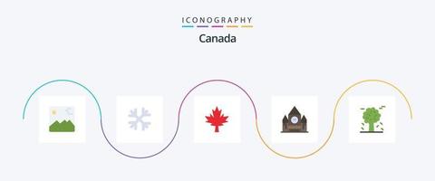 pack d'icônes canada plat 5, y compris le canada. alpin. Canada. repère. bloc central vecteur