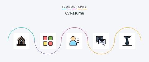 cv curriculum vitae ligne remplie plat 5 pack d'icônes comprenant. étudier. éducation. éducation. éducation vecteur