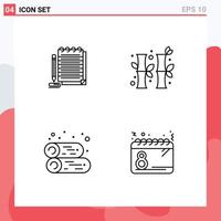 4 icônes créatives signes et symboles modernes du bloc-notes campagne roman bois de chauffage chinois éléments de conception vectoriels modifiables vecteur