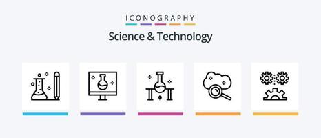 pack d'icônes de la ligne 5 de la science et de la technologie, y compris le laboratoire de chimie. analyse chimique. carte mère. laboratoire scientifique. science. conception d'icônes créatives vecteur